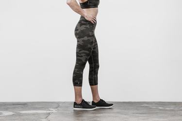 Nobull High-Rise Crop Plush Heather Women's Tights Dark Grey Camo | Australia (KV0432)